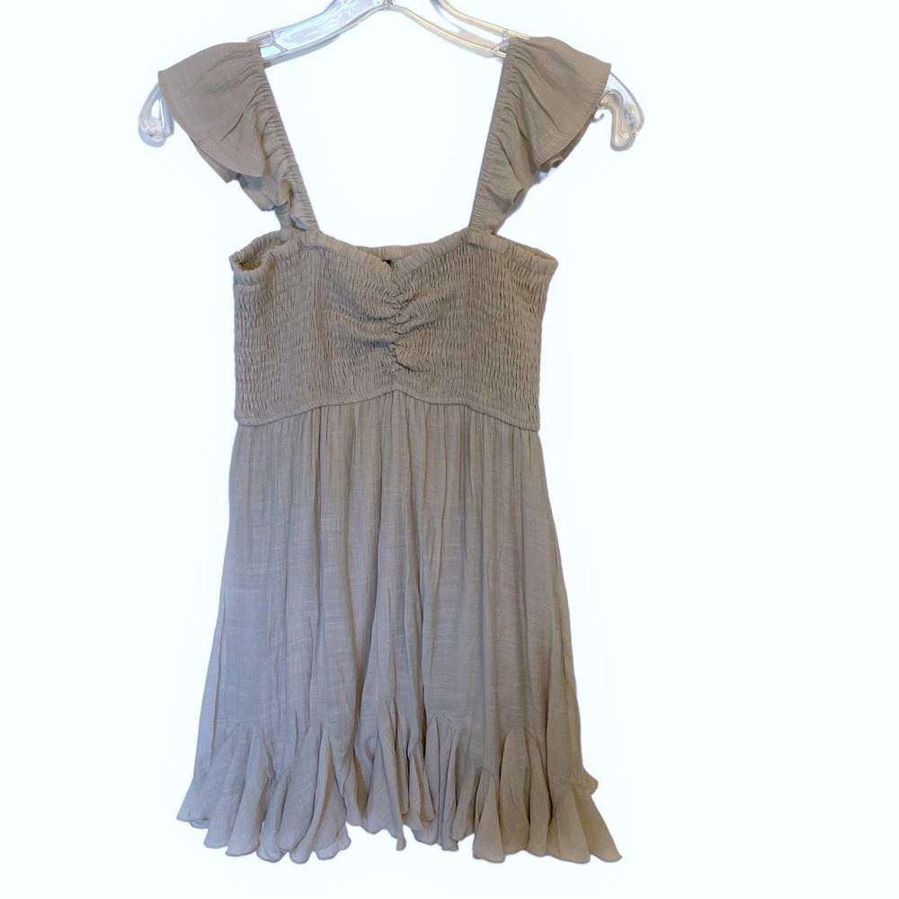 Sweet Lovely by Jen NEW Elyssa Dress Womens Small Gray Ruffled Smocked Mini - Picture 2 of 11